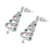 Pendientes colgantes de circonio para mujer, árbol de Navidad a la moda, pendiente de estrella de cristal, joyería para la oreja, gota para fiesta de boda, regalo F19D