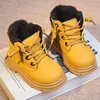 Зимние детские зимние утепленные ботинки для мальчиков, хлопковая уличная плюшевая обувь для девочек, модная нескользящая студенческая обувь на мягкой подошве