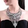 Display 2023 Fashion Sier Plated Vintage Statement Large Collar Necklace Women Indian Ethnic Crystal Big Bib Choker Necklace Jewelry