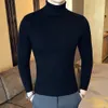 가을 겨울 터틀넥 풀오스 따뜻한 단색 남자 스웨터 슬림 풀오버 남자 니트 스웨터 바닥 셔츠 240111