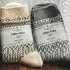 Maden Amekaji Crew Socks Vintage Patterns Winter Men's Knitted Socks Thicken Warm Men Retro Style Fashion For Snow Boots 240110