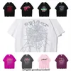 T-shirt grafica Pink Young Thug Sp5der 555555 stampata Spider Web Pattern cotone stile H2Y maniche corte Top T-shirt hip hop taglia XS-XXL 6UQF