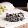 Strand JoursNeige Black Hair Natural Stone Quartz Rutilated Bracelet 108 Round Beads Crystal Wrist Lucky For Men Women Jewelry