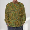 Bluzy męskie retro paisley print swobodne bluzy kolorowe kwiatowy harajuku o szyja zima długie rękaw luźne upominki z kapturem z kapturem