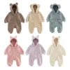 0-2Y Born Baby Rompers Spring Warm Fleece Baby Boys Jumpsuits Baby Girls Clothing Animal Overall Baby Outwear 240111