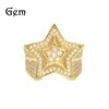 Band Rings Gold studded five-pointed star three-dimensional design with micro set zircon men's ring