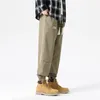 Calças masculinas primavera e outono cor sólida espartilho casual jogger high street vestuário carga M-4XL