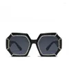 Sonnenbrille 2024 Trendy Luxus Diamant Quadrat Frauen Marke Y2K Vintage Übergroße Sonnenbrille Für Damen Brillen Männer Gafas