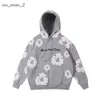 Denim Tear Hoodie Pants Flower Hoodie Autumn Winter Kanyes Kapok Full Print Foam Hip Hop Loose Men's and Women's Plush Denim Tear Jeans Essentialshoodie 279