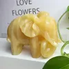 Decorative Figurines 10CM Natural Yellow Calcite Elephant Crystal Quartz Hand Carved Cute Home Decor Children Christmas Gift 1pcs