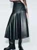 スカート女性春のヴィンテージブラックレザーロングスカートファッションハイウエスト非対称PUストリートウェアレディースカジュアルシックなムジェール