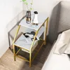 Wolawu Table d'appoint à 3 niveaux en bois de marbre blanc avec échelle de rangement, étagère, table d'appoint de canapé pour petit espace, meuble trapèze moderne, support pour plantes