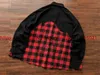 メンズカジュアルシャツの着用パッチワークBla Red Plaid Shirt Men Women 1 1高品質のヴィンテージフランネルカジュアルシャツsiolq