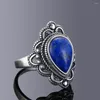 Pierścienie klastra Naturalny Pierścień Lapis 925 Sterling Silver for Women Men Mężczyzn Kamień Kamień Kamień Prezent biżuterii