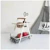 Hooks Japanese Nordic Style Simple Double Layer Portable Iron Sundries Desktop Storage Rack