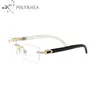 Lunettes de luxe en corne de buffle pour hommes et femmes, montures sans bords, diamants africains, jambes hybrides naturelles, emballage original, 5588599