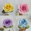 Decoratieve bloemen gebreide bloem kunstmatige roos boeket handgeweven haak breien zelfgemaakte voor bruiloft decoratie woondecoratie