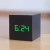 Qualified Digital Wooden LED Alarm Clock Wood Retro Glow Clock Desktop Table Decor Voice Control Snooze Function Desk Tools 240110