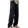 Calças masculinas cor sólida homens sweatpants estilo japonês carga elástica cordão cintura grossa calças de trabalho baggy com para