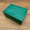 Caja de reloj verde de alta calidad, caja de madera de cuero AAA elegante de lujo con almacenamiento de embalaje con almohada de microfibra 240110