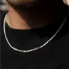 Klassische Herren Hiphop Iced Out Ketten Schmuck Diamant einreihige Tenniskette Hip Hop Schmuck Halskette 3mm 4mm Silber Roségold Kristall Kettenhalsketten