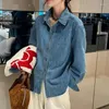 Frauen Blusen Minimalistischen Lose Denim Shirts Für Frauen drehen-unten Kragen Blusa Feste Weibliche Tops 2024 Frühling Sommer koreanische