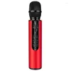 Microfoni Microfono wireless Bluetooth Microfono karaoke portatile a condensatore con doppio altoparlante per lo streaming live