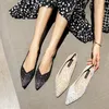 Bling Lovertjes Doek Flats Vrouwen Puntschoen Mocassins Kristal Schoenen Dames Ballerina Glitter Zachte Bodem Loafers Schoenen Vrouw 240111