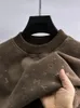 Fashion Letter Embossed Sweater Autumn/Winter Trend Men's Plush Thickened T-shirt Casual Warm Round Neck Pullover 240110
