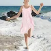 Robes décontractées Femmes Impression Col rond Sans manches Texturé Plage Été Quotidien Cool Robe Pour Les Femmes Robe De Mujer