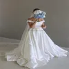 Ivory Satin Elegant Wedding Dress A Line Off The Shoulders Fall Country Boho Bridal Gowns With Train Princess Pleat Robe De Mariee 2024 Beach British Vestios De Novias