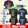 23 24 MBAPPE Fußballtrikots G.RAMOS O.DEMBELE HAKIMI FABIAN DRAXLER 2023 2024 Sportfußballtrikot M.ASENSIO VERRATTI LEE KANG IN Männer Frauen Kinder Kit Maillots