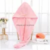 Towel Fast Drying Hair Care Cap With Button Microfiber Super Absorbent Wrap For Women Bathroom Accessories Drop Delivery Home Garden H Dhiq0