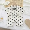 Mädchen Kleider Sommer Baby Junge Strampler Mädchen Kleid Schwester Jüngerer Bruder Zwillinge Kleidung Kleinkind Neugeborene Säugling Kurzarm Dot Overalls Outfitsvaiduryb1