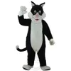 Halloween Super Cute Black White Cat Mascot Costume for Party Cartoon Posta