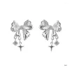 Boucles d'oreilles en Zircon avec nœud papillon, doux et Cool, bijoux de déclaration de tempérament