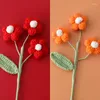 Dekorativa blommor som stickar puffblomma bukett DIY handstickad falsk stickad hembord virkning blommig alla hjärtans dag gåva