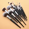 Sywinas Makeup Brush Set Kit 15st högkvalitativt svart naturligt syntetiskt hår Professionella sminkborstar Tools 240110