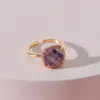 Cluster Rings Spring Summer Elegant Delicate Woman Natural Faceted Purple Stone Ring 2024 Fashion Open