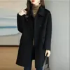 Manteau en laine pour femme, mi-long, couleur avoine, polaire coréenne unie pour la rétention de la chaleur, automne et hiver, 240110