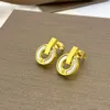 Desginer Bvlgary V Gold Plated Mi Jinbao Family Coin Earrings Round Cake Shell Fritillaria Full Diamond Earrings Fashionabla Light Luxury Cortile and High