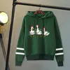 Hoodies femininos outono e inverno moda manga longa engraçado pato de natal impresso casual moletom solto