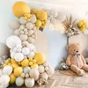 Party Decoration 108Pcs Yellow Balloons Garland Kit Mustard Sand White Pastel Ballons For Birthday Baby Shower Gender Reveal Deco