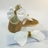 Dollbling Goud Kralen Sparkle Baby Meisje 0-1y Verjaardag Outfit Balletschoenen Kinderfeest Douche Pography Crib Diamond Schoenen 240110