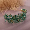 Feito à mão casamento noiva luxo verde strass tiaras e coroas nupcial bandana traje acessórios de cabelo para mulheres e gilrs 240110