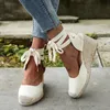 Femmes compensées Espadrilles sandales été bride à la cheville gladiateur Sandalias femme grande taille chanvre bas chaussures décontractées 240110