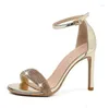 Summer High Sandals heeled Women s Crystal Open Toe Black Gold Heels Ladies Dress Shoes Crytal Heel Ladie Dre Shoe