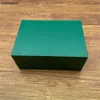 Caja de reloj verde de alta calidad, caja de madera de cuero AAA elegante de lujo con almacenamiento de embalaje con almohada de microfibra 240110