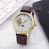 Luxury leather band tourbillon automatic mechanical wristwatches men watch drop shipping day date mens watches gifts for father