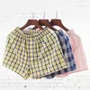 5Pcs Männer Unterwäsche Boxer Shorts Schlüpfer der Männer Baumwolle Schlaf Unterhose Plaid Lose Komfortable Homewear Gestreiften Shorts 240110